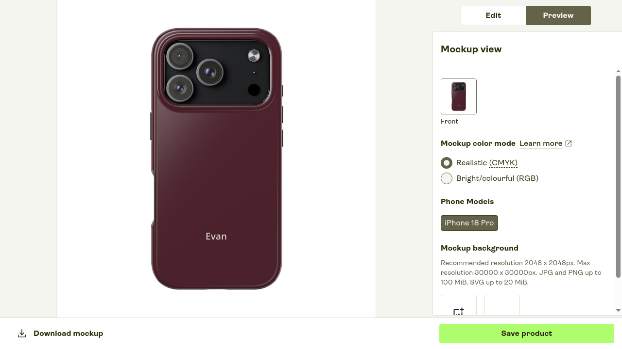 Digital iPhone 18 Pro design preview: The Nameplate in Deep Oxblood, with Evan